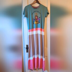 Handmade Upcycled Dreamer Festival Graphic Maxi T Shirt Dress OAK S/M
